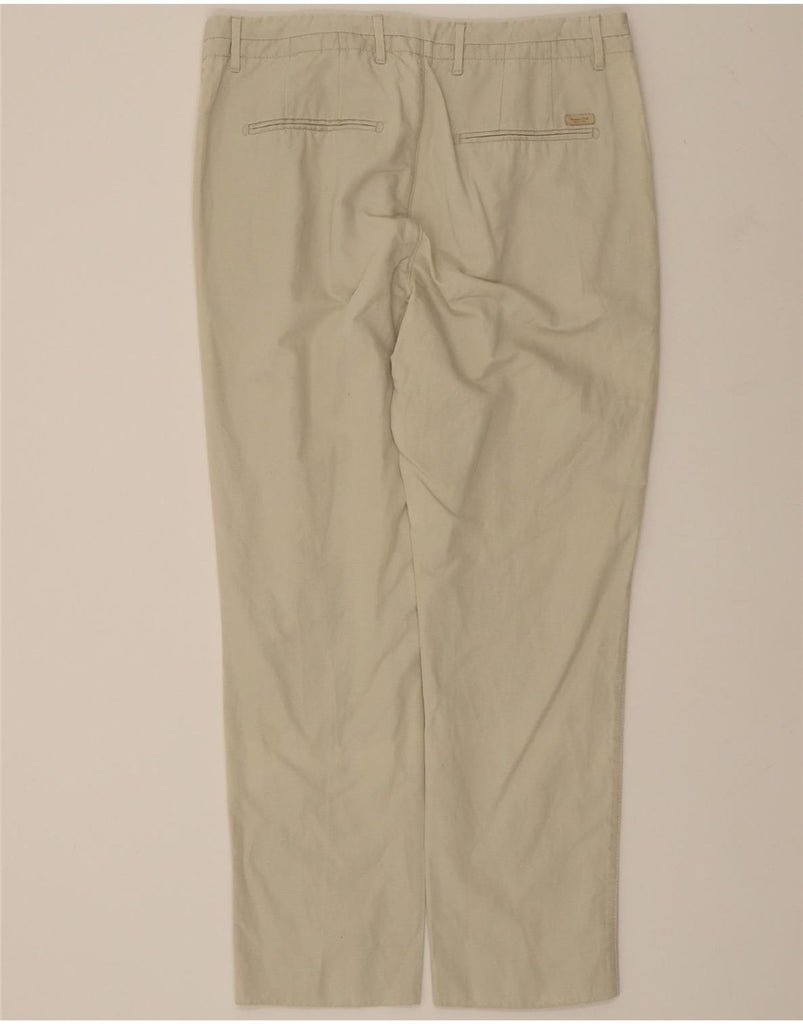 MASSIMO DUTTI Mens Straight Chino Trousers EU 44 Large W36 L28 Beige Vintage Massimo Dutti and Second-Hand Massimo Dutti from Messina Hembry 