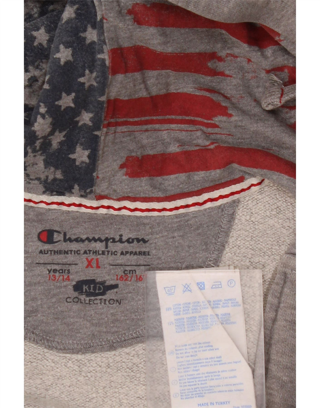 CHAMPION Girls Graphic Zip Hoodie Sweater 13-14 Years XL Grey Cotton