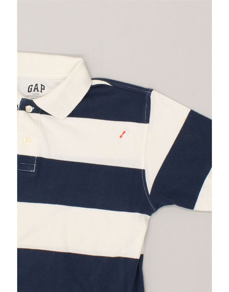 GAP Boys Polo Shirt 9-10 Years Large Navy Blue Striped Cotton | Vintage Gap | Thrift | Second-Hand Gap | Used Clothing | Messina Hembry 