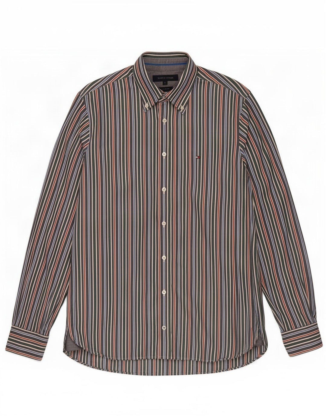 Tommy Hilfiger Mens Custom Fit Shirt Small Multicoloured Striped Cotton