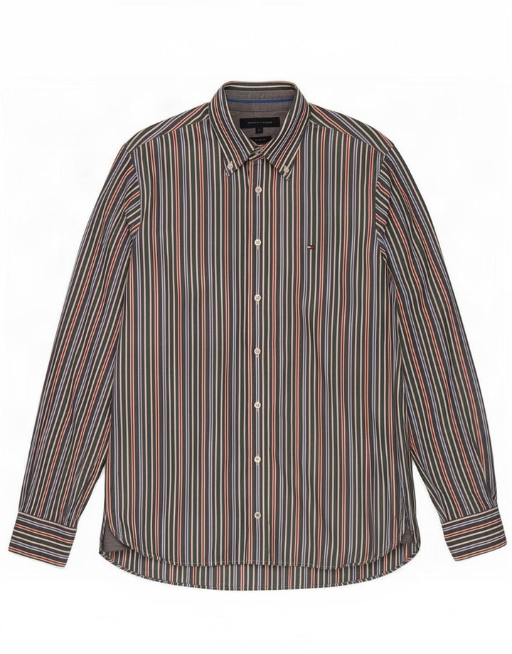 Tommy Hilfiger Mens Custom Fit Shirt Small Multicoloured Striped Cotton