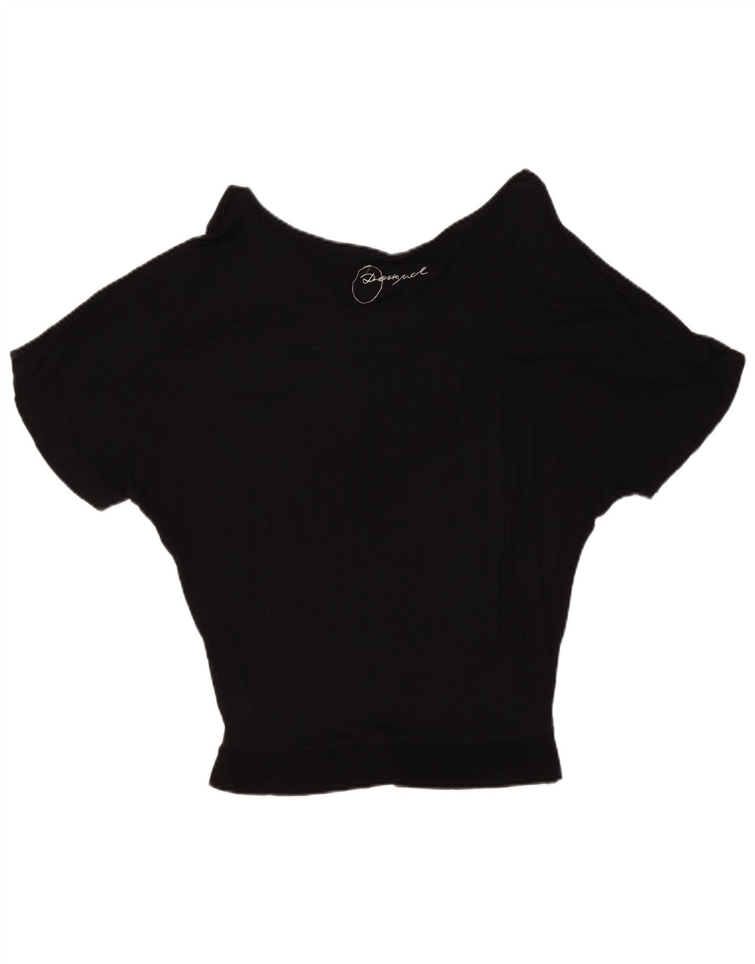 Desigual Womens Graphic Batwing Blouse Top UK 10 Small Black Geometric