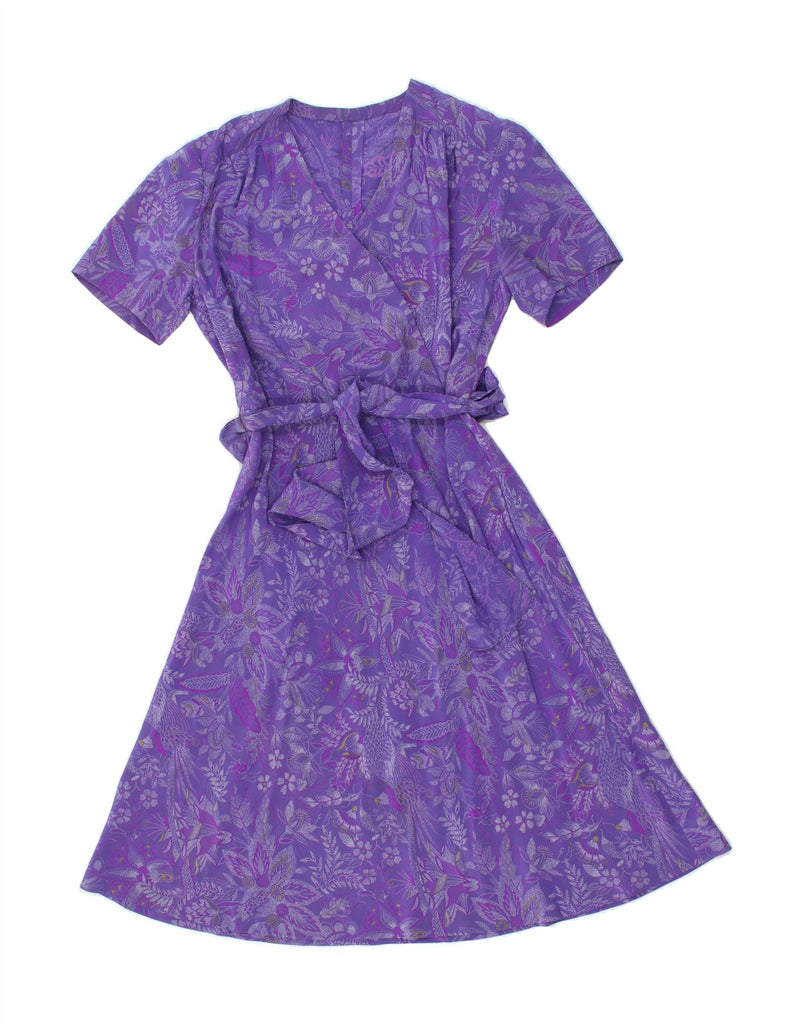 VINTAGE Womens A-Line Dress UK 12 Medium Purple Paisley Vintage Vintage and Second-Hand Vintage from Messina Hembry 