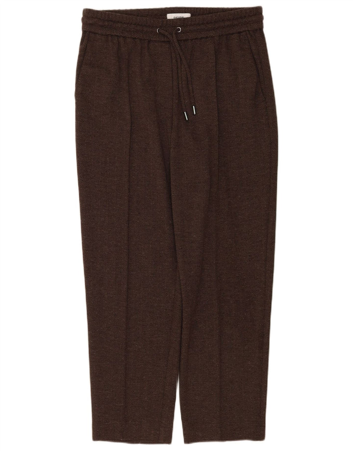 Reiss Womens Tracksuit Trousers UK 12 Medium  Brown Herringbone Cotton