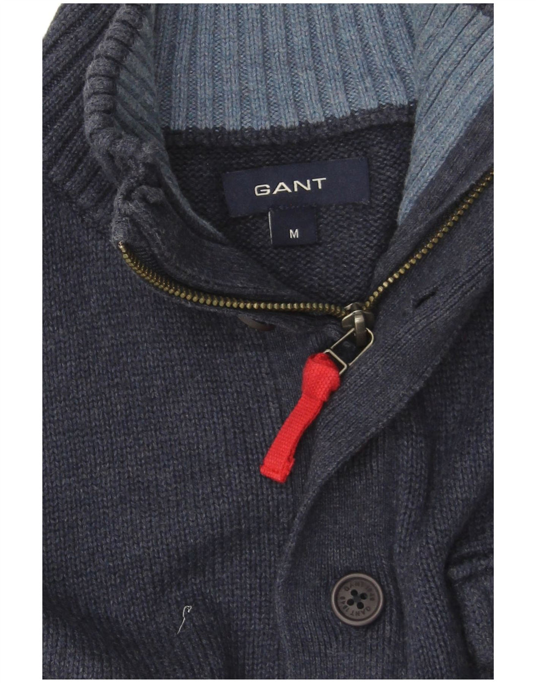 Gant Mens Button Neck Jumper Sweater Medium Navy Blue