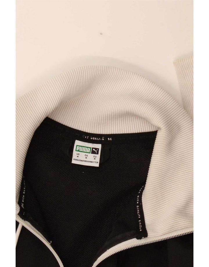 Puma Womens Crop Tracksuit Top Jacket UK 14 Medium Black Colourblock