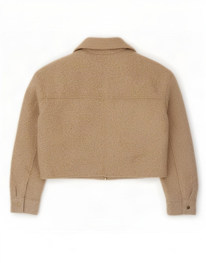 Zara Womens Crop Oversized Bomber Jacket UK 6 XS Beige