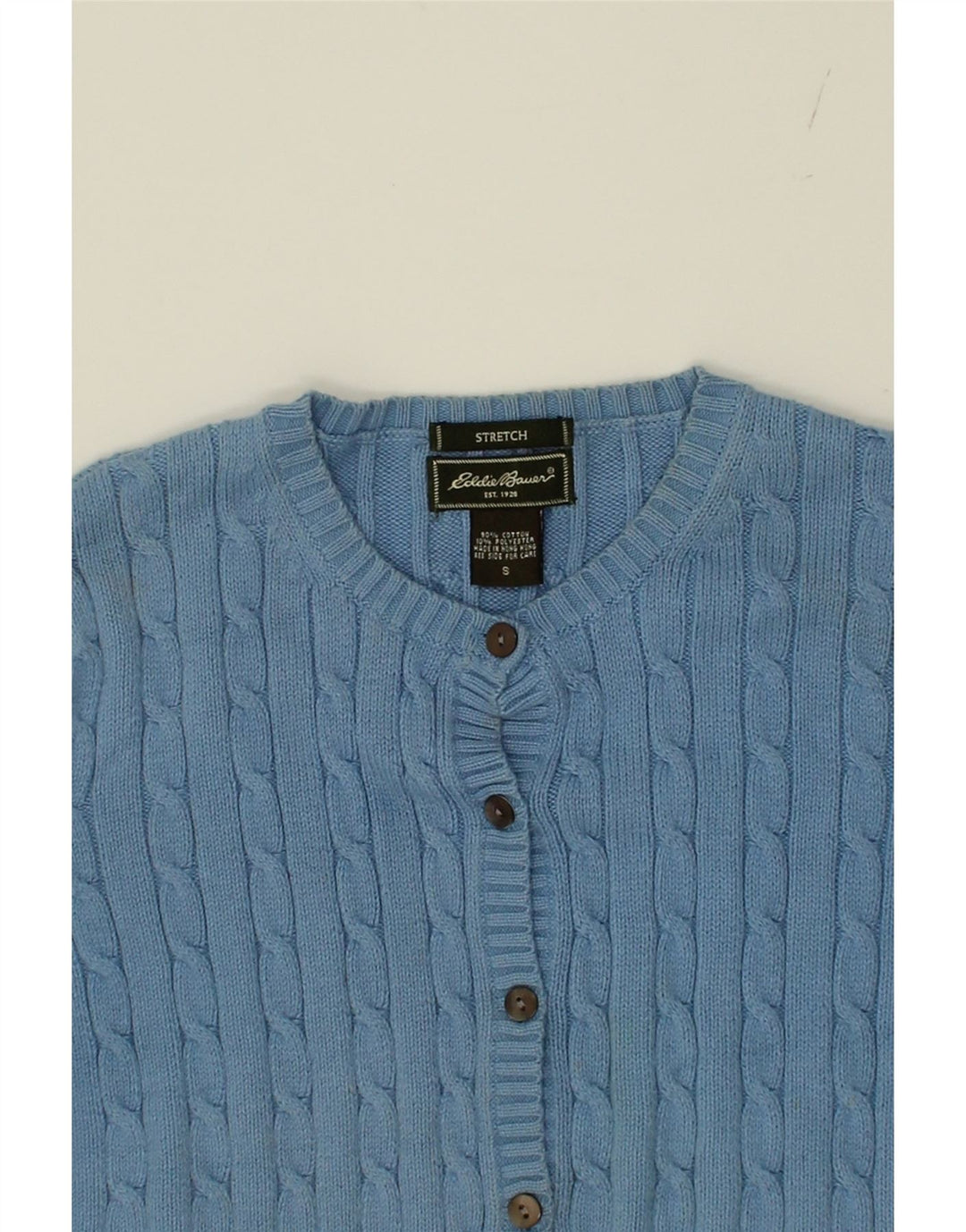 EDDIE BAUER Womens Cardigan Sweater UK 10 Small Blue Cotton Vintage Eddie Bauer and Second-Hand Eddie Bauer from Messina Hembry 