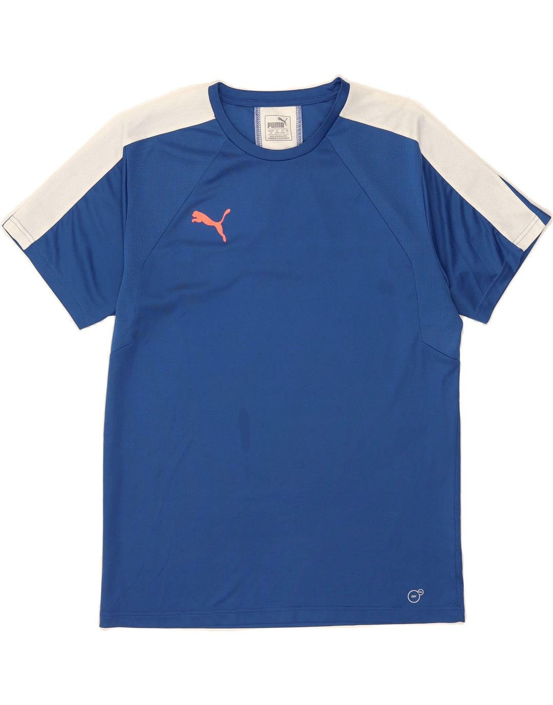 PUMA Mens T-Shirt Top Large Blue Colourblock Vintage Puma and Second-Hand Puma from Messina Hembry 