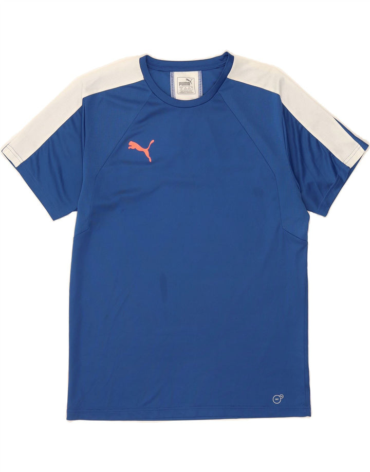 PUMA Mens T-Shirt Top Large Blue Colourblock Vintage Puma and Second-Hand Puma from Messina Hembry 
