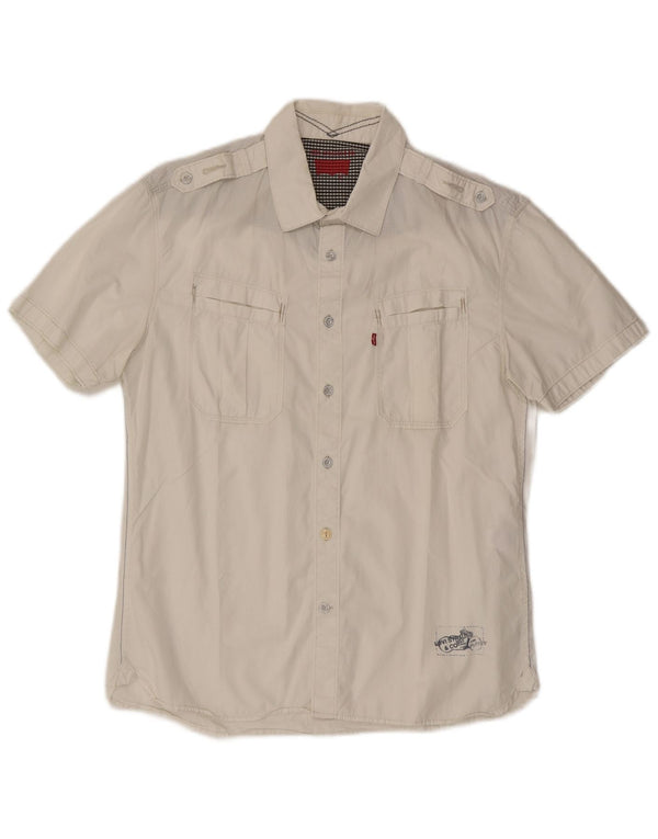 Levi's Mens Military Short Sleeve Shirt Large White Cotton
