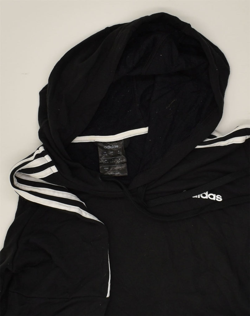 ADIDAS Womens Hoodie Jumper UK 8/10 Small Black Polyester | Vintage Adidas | Thrift | Second-Hand Adidas | Used Clothing | Messina Hembry 