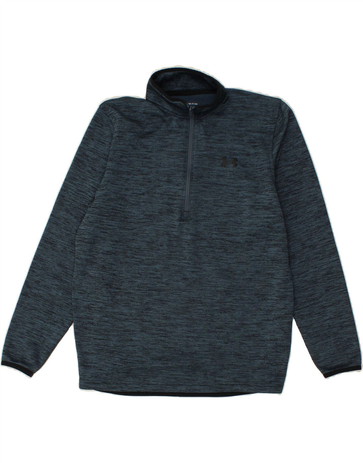 UNDER ARMOUR Mens Cold Gear Zip Neck Fleece Jumper Small Navy Blue Vintage Under Armour and Second-Hand Under Armour from Messina Hembry 