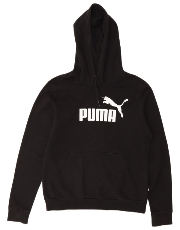 Puma Womens Graphic Hoodie Jumper UK 14 Large Black Cotton