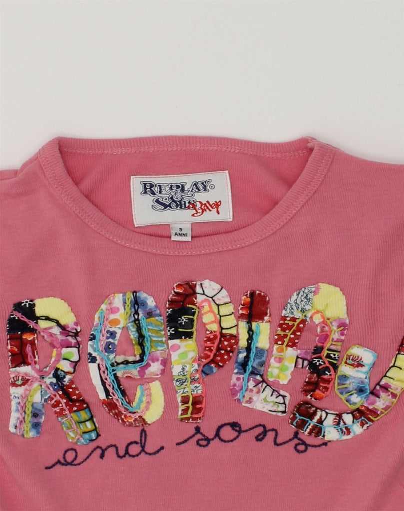 REPLAY Girls Graphic Top Long Sleeve 4-5 Years Pink Cotton | Vintage Replay | Thrift | Second-Hand Replay | Used Clothing | Messina Hembry 