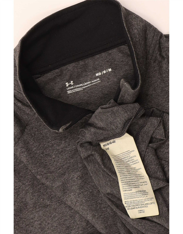 Under Armour Mens Zip Neck Top Long Sleeve Medium Grey Polyester