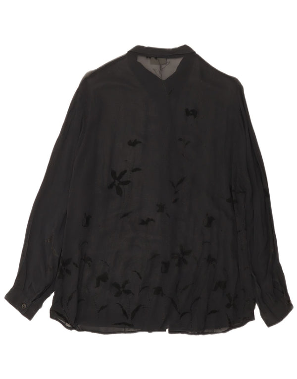 Yessica Womens See Through Shirt Blouse UK 16 Large Black Floral