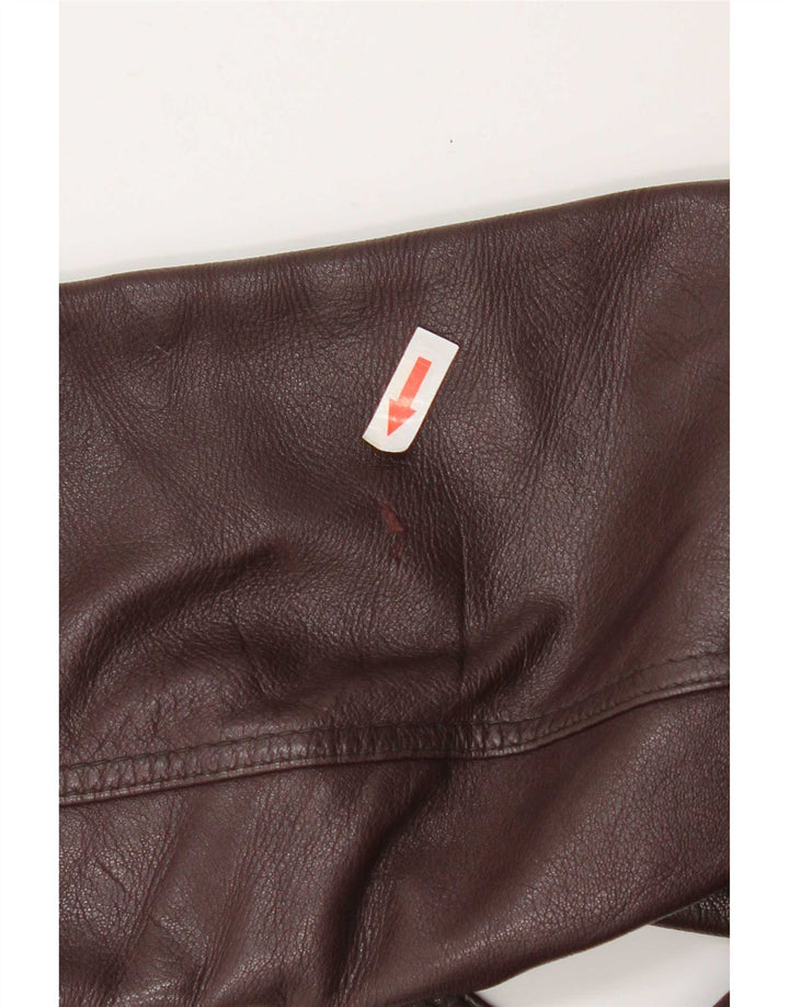 Vintage Womens Leather Coat UK 14 Medium Burgundy Leather