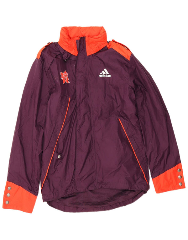Adidas Mens Military Graphic Rain Jacket UK 34 XS Purple Colourblock