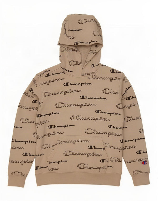 Champion Boys Graphic Hoodie Jumper 11-12 Years Large Off White Cotton