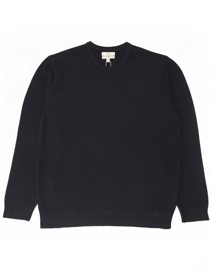 Marks & Spencer Mens Crew Neck Jumper Sweater 2XL Navy Blue Acrylic