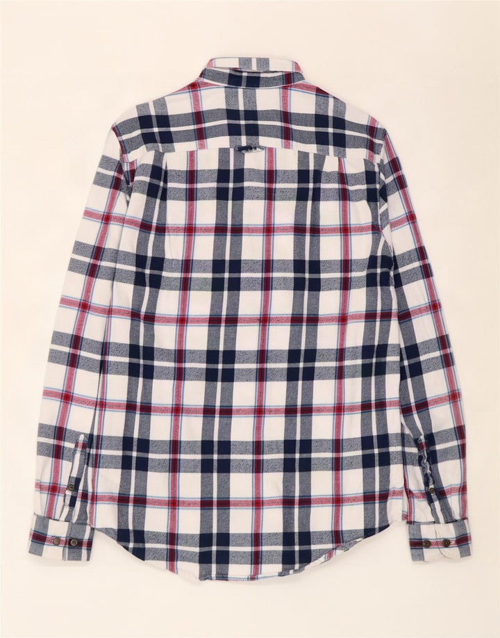 Superdry Mens Flannel Shirt Large Navy Blue Check Cotton