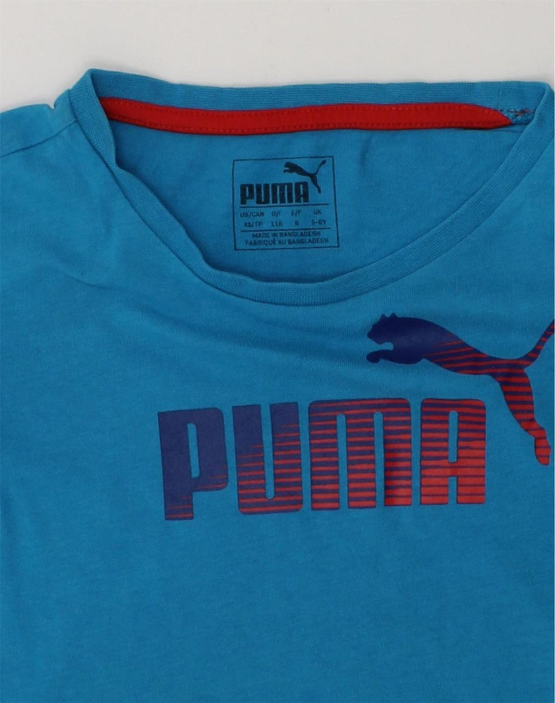 PUMA Boys Graphic T-Shirt Top 5-6 Years Blue | Vintage Puma | Thrift | Second-Hand Puma | Used Clothing | Messina Hembry 