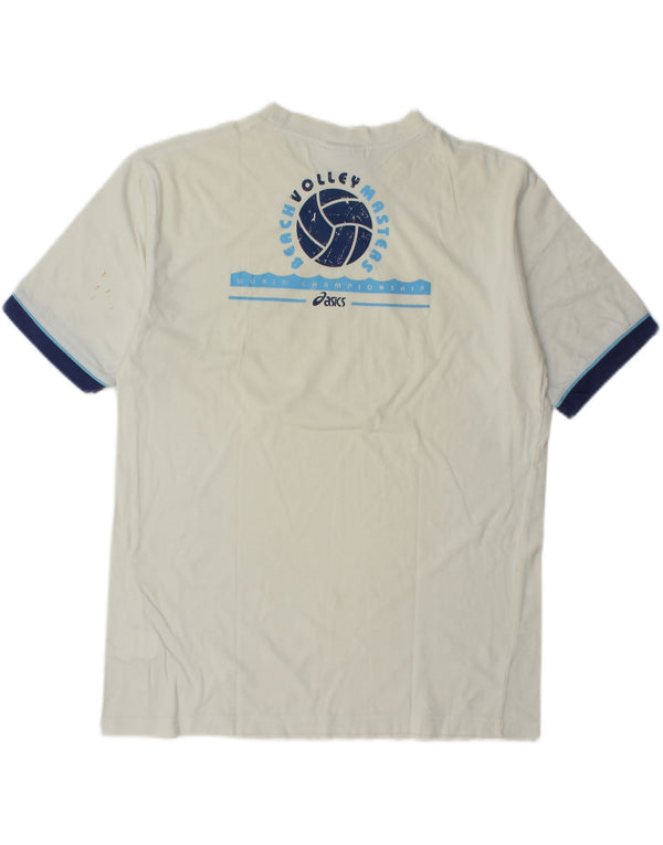 Asics Mens Graphic T-Shirt Top Large White Colourblock Cotton