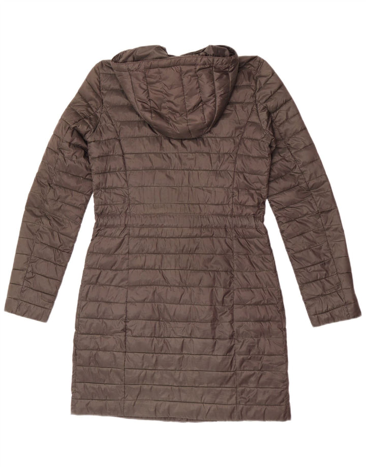 Massimo Dutti Womens Hooded Padded Coat UK 10 Small Khaki Polyester