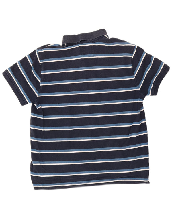 Crew Clothing Mens Polo Shirt XL Navy Blue Striped Cotton
