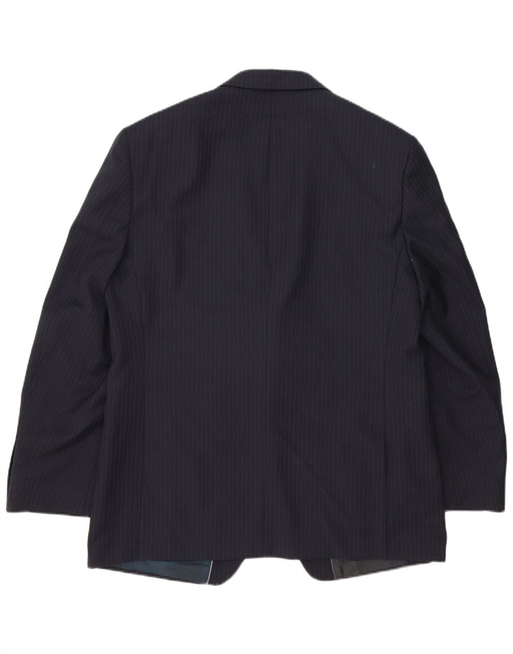 Marks & Spencer Mens 2 Button Blazer Jacket UK 42 XL Navy Blue Pinstripe