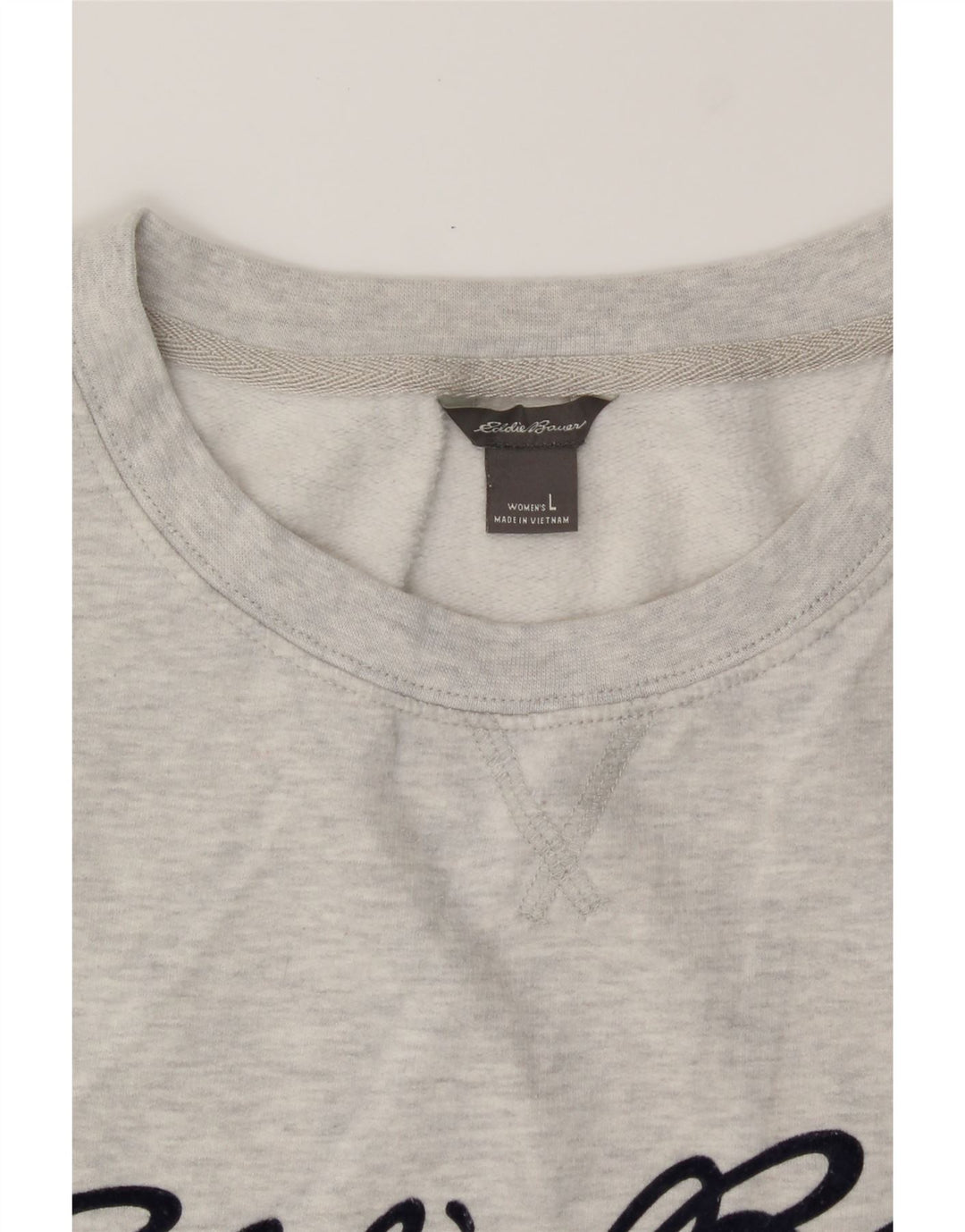 EDDIE BAUER Womens Graphic Sweatshirt Jumper UK 16 Large Grey Cotton Vintage Eddie Bauer and Second-Hand Eddie Bauer from Messina Hembry 