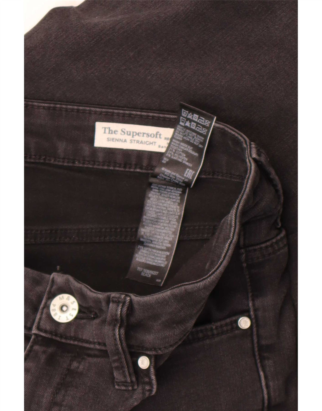 Marks & Spencer Womens Sienna Straight Jeans UK 12 Medium W30 L30 Black
