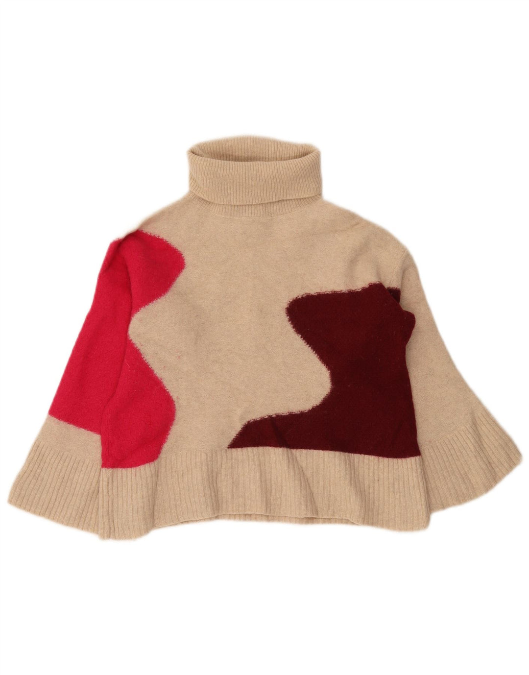 White Stuff Womens Roll Neck Jumper Sweater UK 8 Small Beige Colourblock