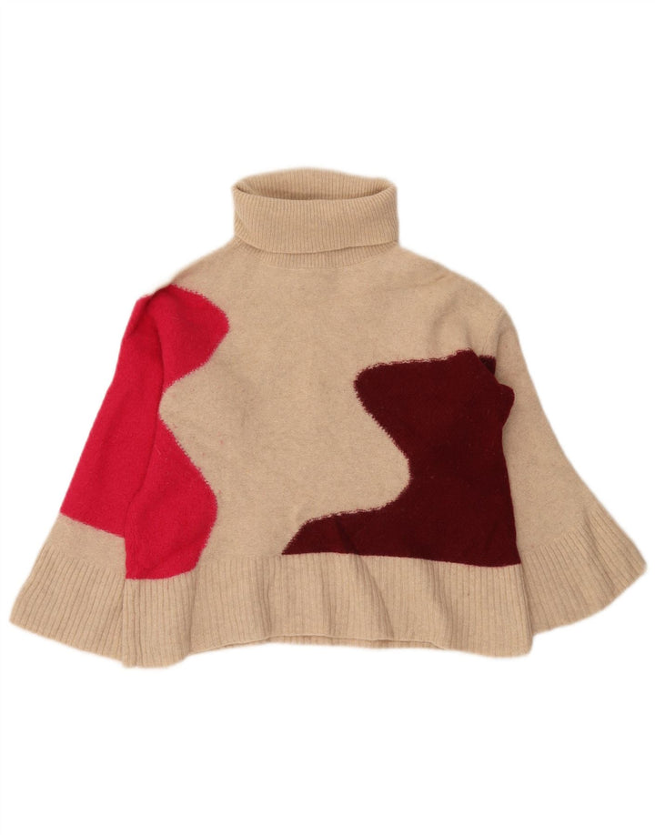 White Stuff Womens Roll Neck Jumper Sweater UK 8 Small Beige Colourblock