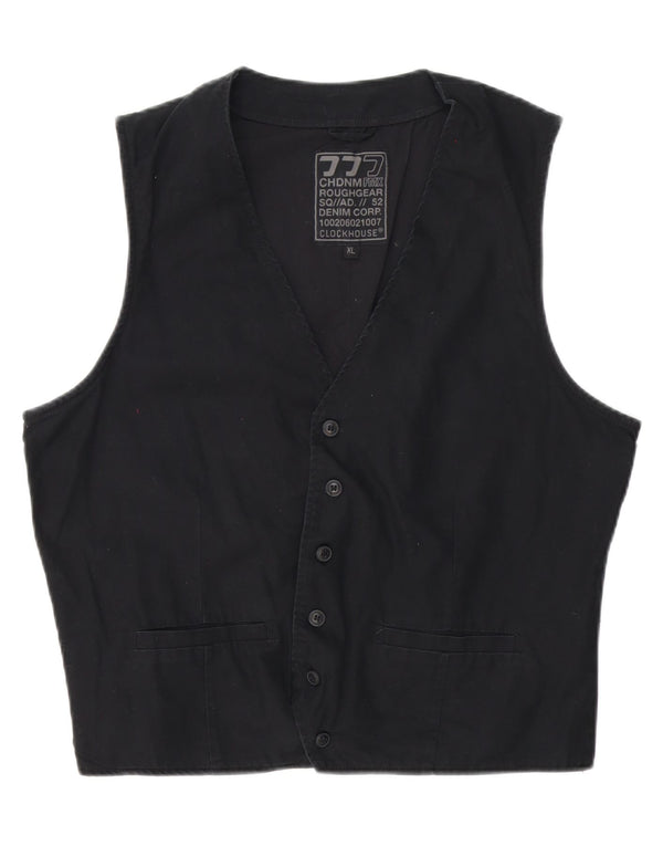 C&A Mens Waistcoat XL Black Cotton