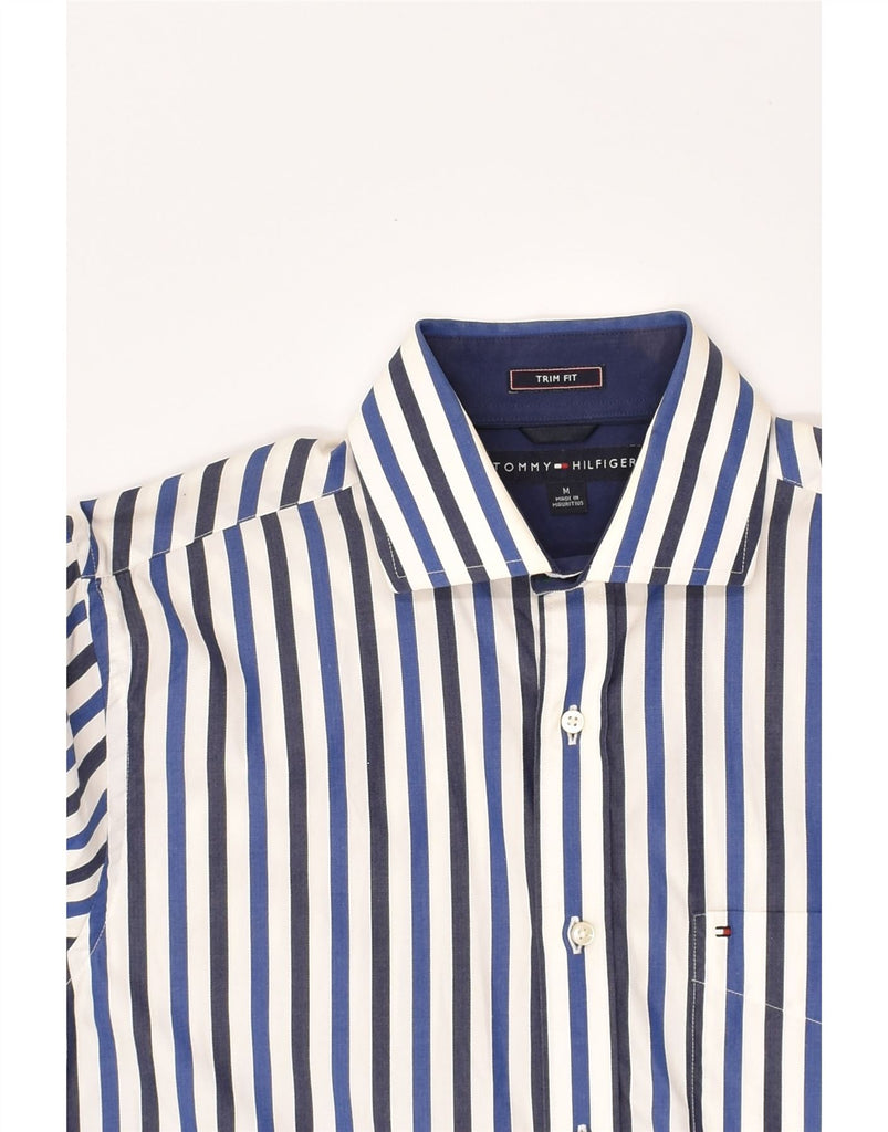 TOMMY HILFIGER Mens trim fit Shirt Medium Blue Striped Cotton | Vintage Tommy Hilfiger | Thrift | Second-Hand Tommy Hilfiger | Used Clothing | Messina Hembry 