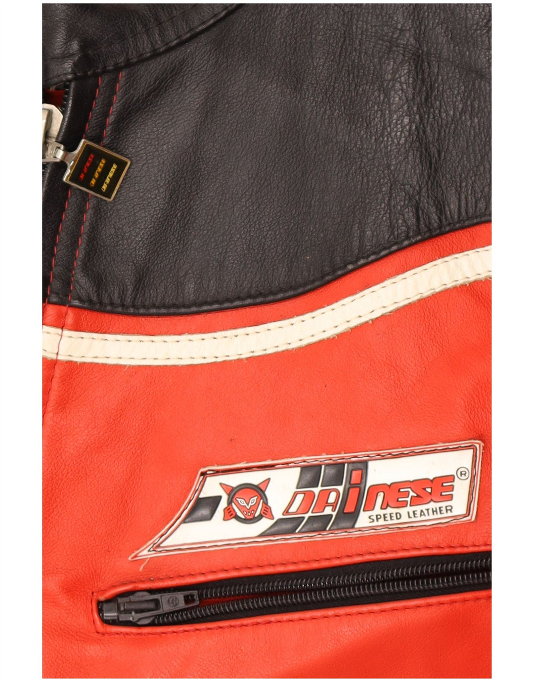Dainese Mens Leather Racer Jacket IT 52 Large Red Colourblock Leather