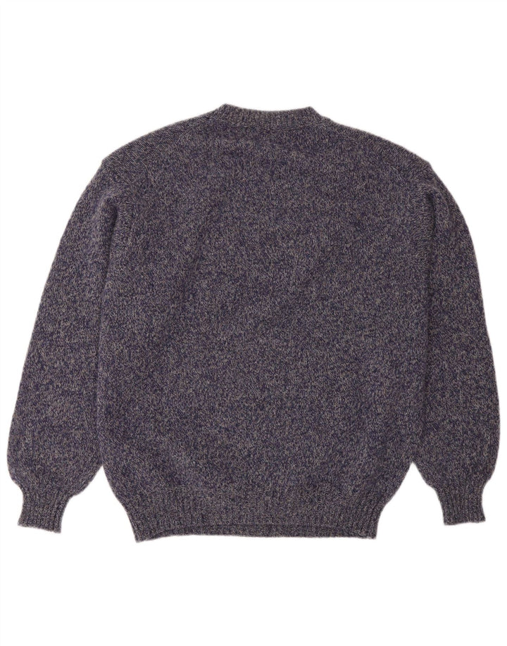 Benetton Mens Crew Neck Jumper Sweater Large Purple Flecked