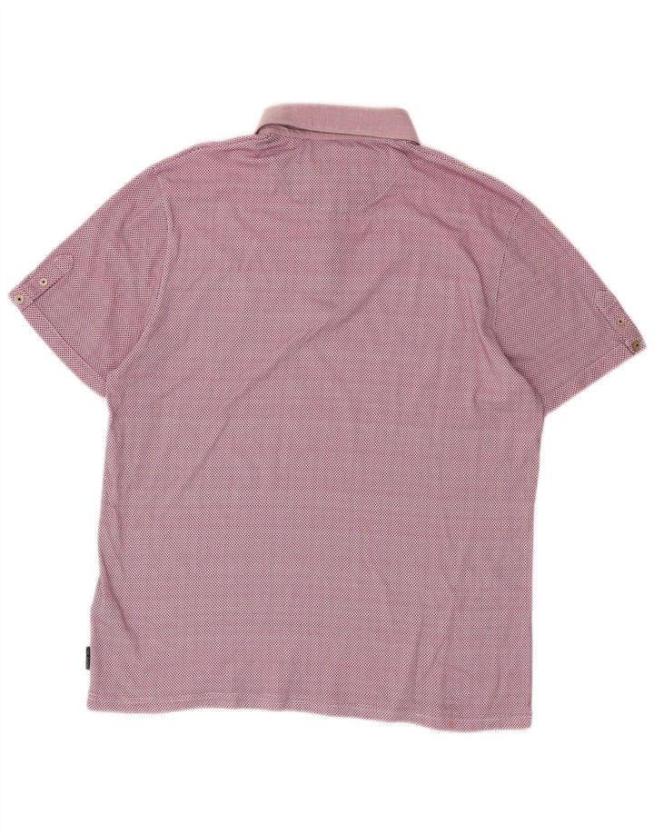 Ted Baker Mens Polo Shirt Size 6 2XL Pink Geometric Cotton