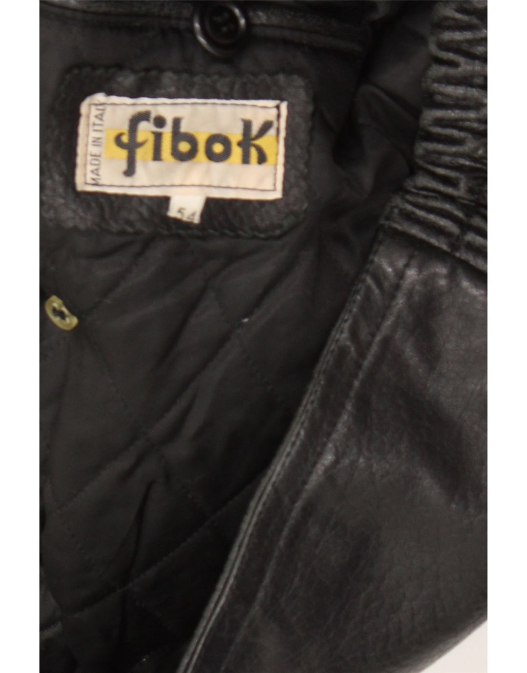 Fibok Mens Leather Jacket IT 54 2XL Black Leather