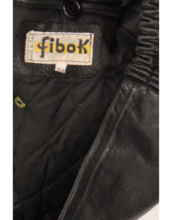 Fibok Mens Leather Jacket IT 54 2XL Black Leather