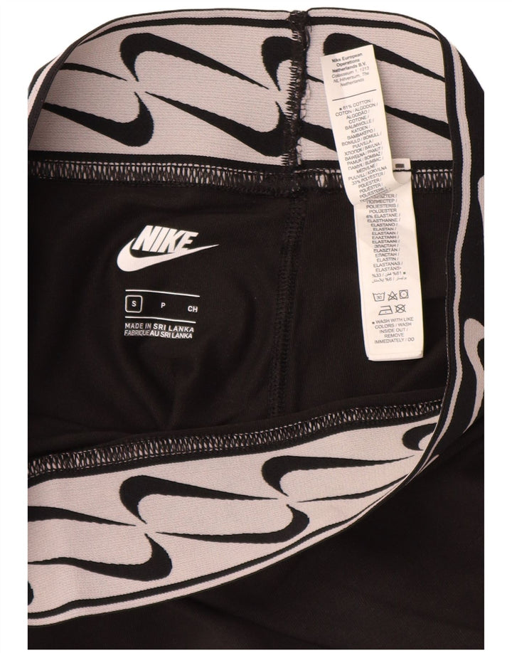 NIKE Womens Graphic Leggings UK 10 Small  Black Cotton