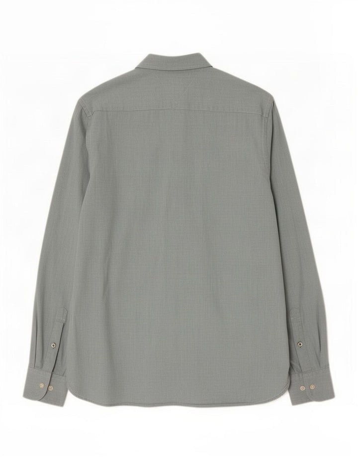 Tommy Hilfiger Mens Custom Fit Shirt Medium Green Cotton