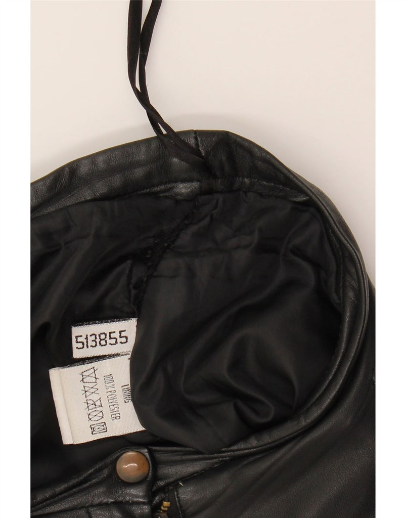 VINTAGE Womens Leather Straight Trousers UK 14 Large W34 L28 Black Leather Vintage Vintage and Second-Hand Vintage from Messina Hembry 