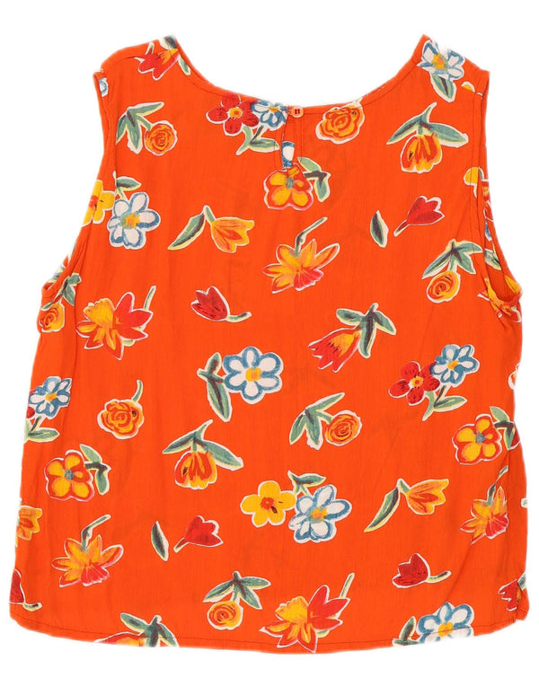 Amaranto Womens Vest Top UK 14 Large Orange Floral Viscose