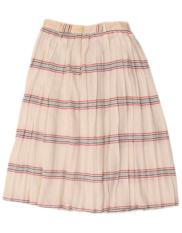 Vintage Womens Pleated A-Line Skirt W26 Small White Striped