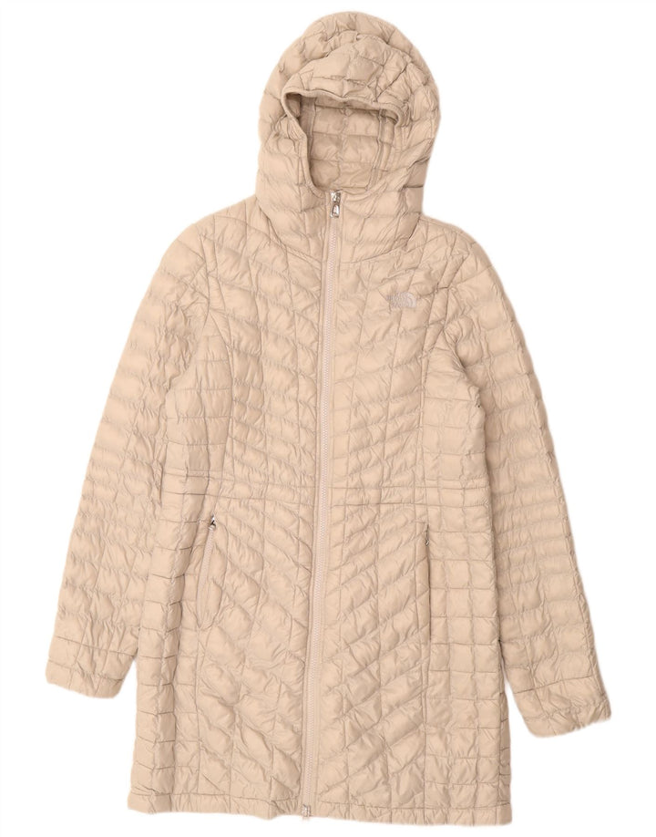 The North Face Womens Hooded Padded Coat UK 14 Medium Beige Nylon