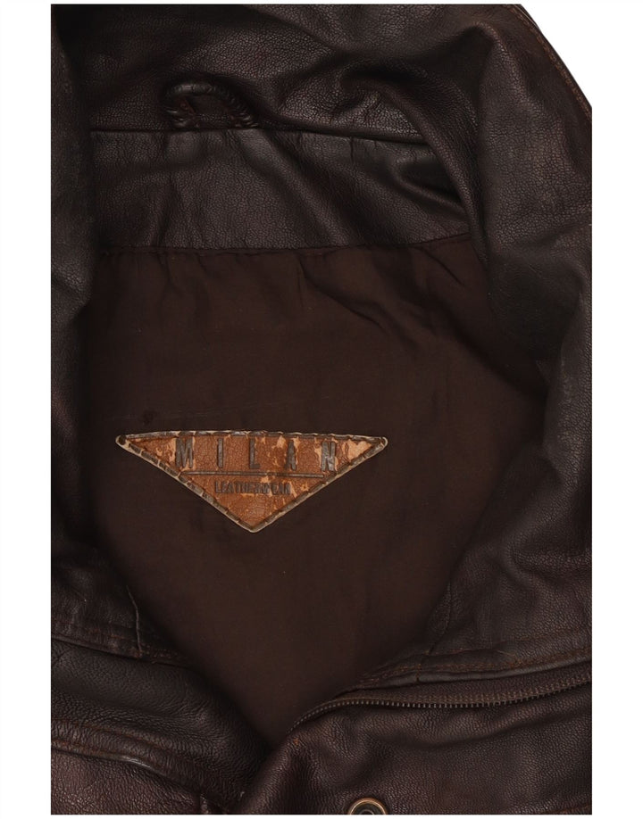 Milan Mens Leather Jacket UK 40 Large Brown