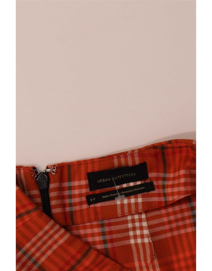 Urban Outfitters Womens Mini Skirt Small W25 Orange Check Polyester